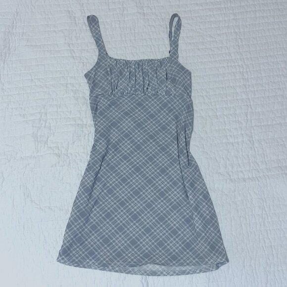 Hollister Co. Women's White and Blue Checkered Dress Social Tourist Collection - Picture 1 of 4
